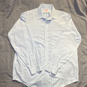Brooks Brothers Men's Traditional Fit Dress Shirt Non-Iron Check Blue 16.5-35